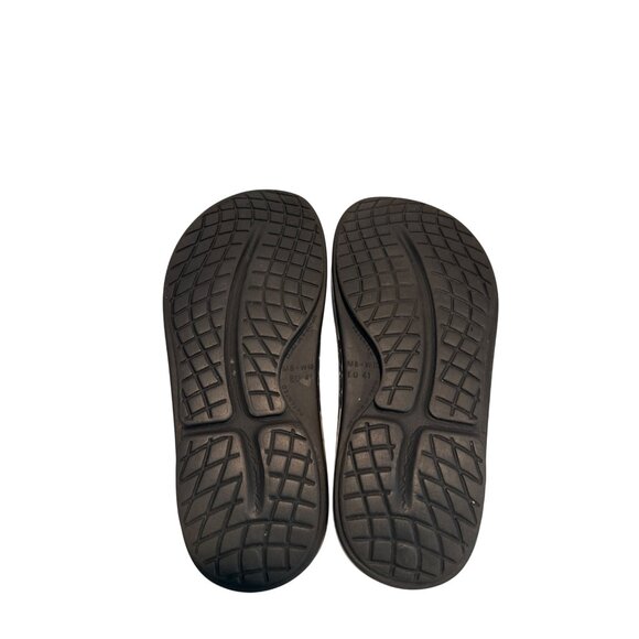 Oofos Ooriginal Thong Sandals Mens Size 8 Black With Gray Logo Recovery Footwear - Picture 10 of 12